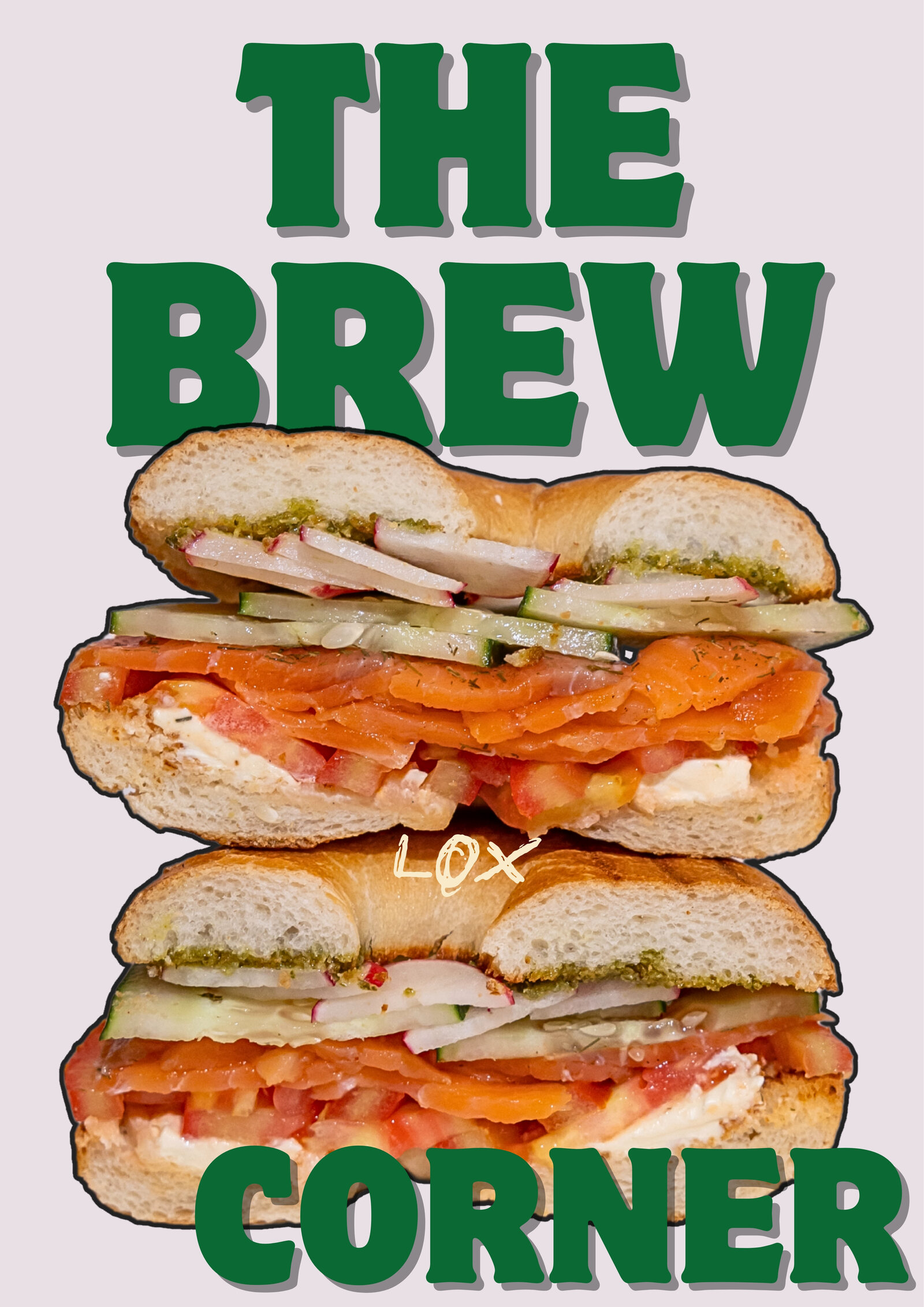A bagel sandwich with salmon, tomato, cucumber, and cream cheese